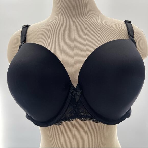 Torrid Curve Back smoothing Lace Detail Black Everyday T-Shirt Bra Size 44B - Picture 2 of 12